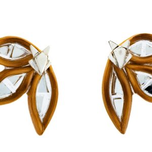 Aretes tres hojas de bambú y vidrio