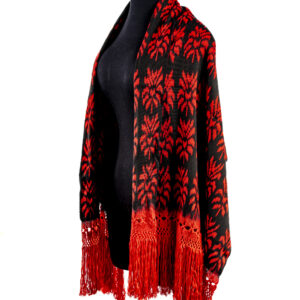 Chal floral en rojo y negro de algodón mercerizado