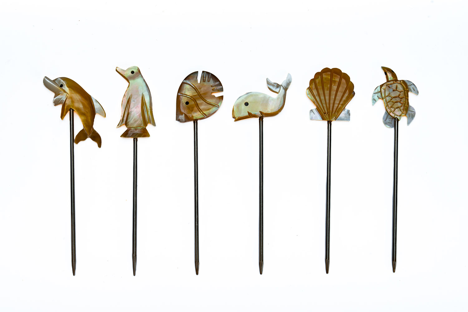 Set de 6 palillos decorativos de nácar para picadas