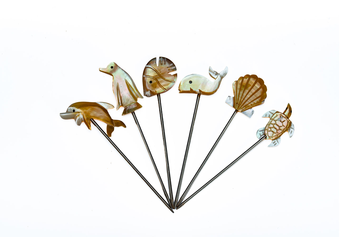 Set de 6 palillos decorativos de nácar para picadas - Imagen 2