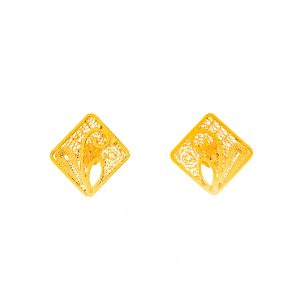 Aretes cuadrados de plata con baño de oro