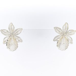 Silver Orchid Earrings