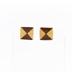 Square Marquetry Wood Earrings