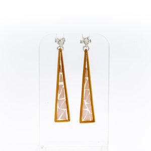 Long Triangular Bamboo and Glass Earring