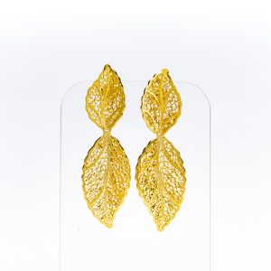 Double Leaf Gold-Plated Sterling Silver Earrings