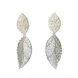 Aretes doble hoja de plata