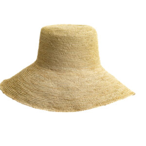 Sombrero tipo campana de paja toquilla natural con ala ancha